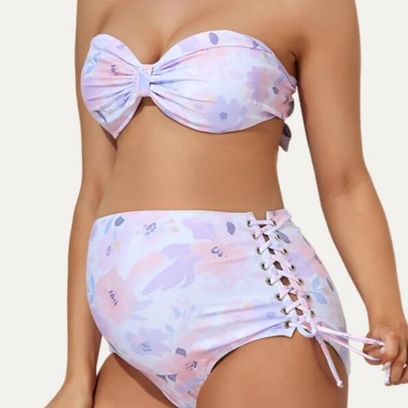 Summer Mae Reversible Butterfly Bow Tie Maternity Bikini Set Size Small - Picture 5 of 13